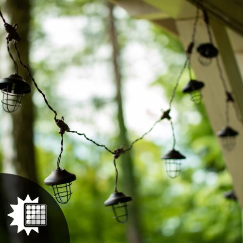 SOLAR GIRLAND 10x fém lámpás 4,5 m-es kerti dekoratív 3000K meleg
