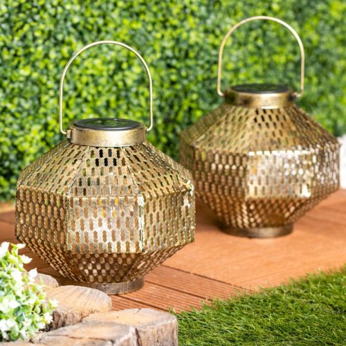 LED napelemes lámpa Lámpás kerti izzószál LANTERN függő fém réz