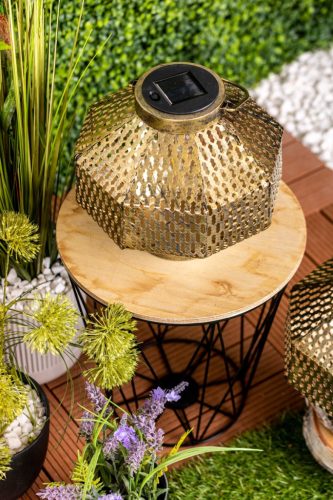 LED napelemes lámpa Lámpás kerti izzószál LANTERN függő fém réz