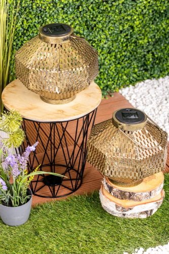 LED napelemes lámpa Lámpás kerti izzószál LANTERN függő fém réz