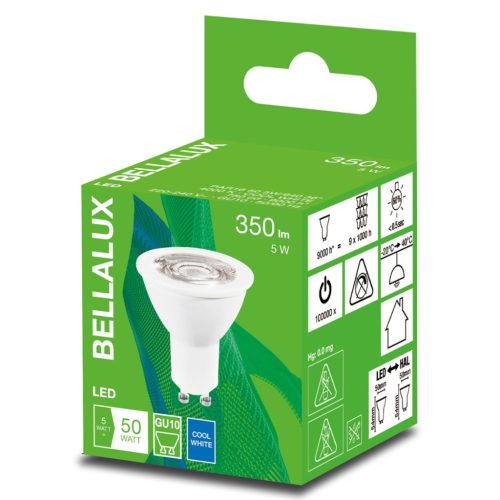 GU10 LED izzó 4.5W = 50W 350lm 4000K Semleges 36° BELLALUX