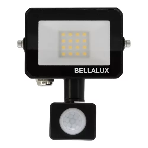 LED reflektor kültéri halogén 10W 900lm 3000K meleg fehér mozgás- és alkonyérzékelővel fekete IP65 IK06 Bellalux reflektor