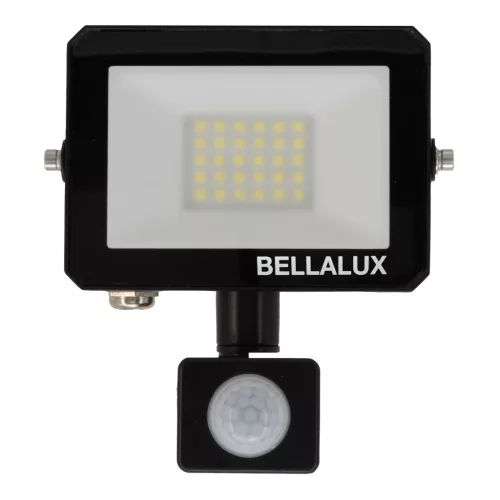 LED reflektor kültéri halogén 20W 1800lm 6500K Hidegfényű mozgás- és alkonyérzékelővel fekete IP65 IK06 Bellalux reflektor