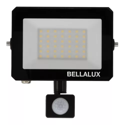 LED reflektor kültéri halogén 30W 2700lm 6500K Hidegfényű mozgás- és alkonyérzékelővel fekete IP65 IK06 Bellalux reflektor