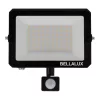 LED reflektor kültéri halogén spotlámpa 50W 4500lm 3000K meleg fehér mozgás- és alkonyérzékelővel fekete IP65 IK06 Bellalux reflektor