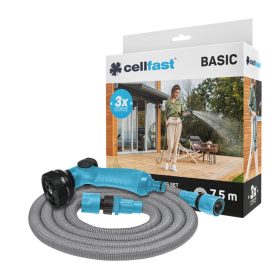   Kerti víztömlő 7,5 m-es, hosszabbítható pisztollyal és csatlakozókkal BASIC CELLFAST