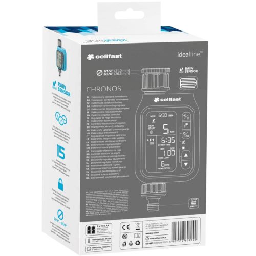 Elektronikus óravezérlő programozó Digitális kerti öntözés Chronos IDEAL CELLFAST