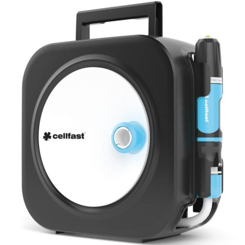 Kerti tömlőtekercs 3/8"-os tömlőhegyekkel, 10 m-es tömlőhegyekkel + öntöző ERGO XS CELLFAST készlet