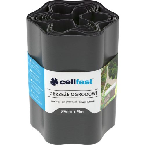Kerti gyepszegély Rugalmas hullámos 25cm x 9m Grafit CELLFAST