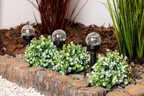 Napelemes kerti lámpa LED szegecses golyós RGB IP44 34cm-es szürkületérzékelő