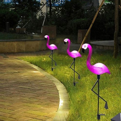 3x SOLAR LED kültéri kerti lámpa Flamingos 54cm