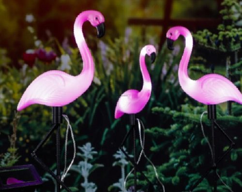 3x SOLAR LED kültéri kerti lámpa Flamingos 54cm