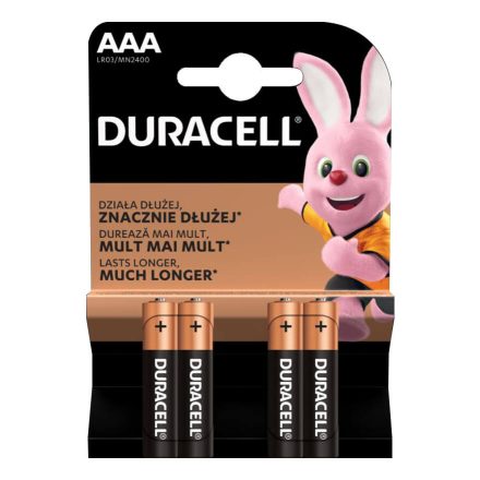 Duracell Basic AAA LR03 alkáli elemek buborékfólia 4 db