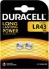 DURACELL LR43 V12GA 1,5V alkáli gombelemek 2 db-os buborékcsomagolás.