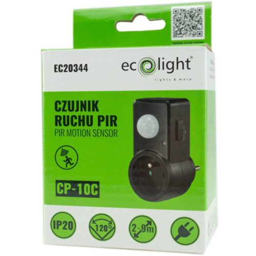 PIR mozgás- és szürkületérzékelő 120°-os aljzathoz 9 m beltéri fekete