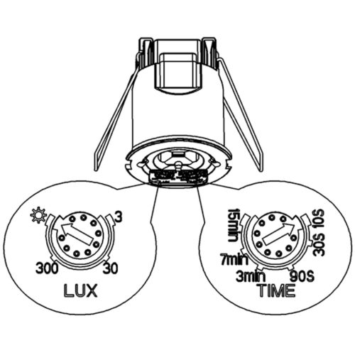 PIR mozgás- és szürkületérzékelő, süllyesztett 360°, 8 m, beltéri fehér