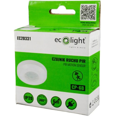 360°-os PIR mozgás- és szürkületérzékelő 6 m fehér mennyezet