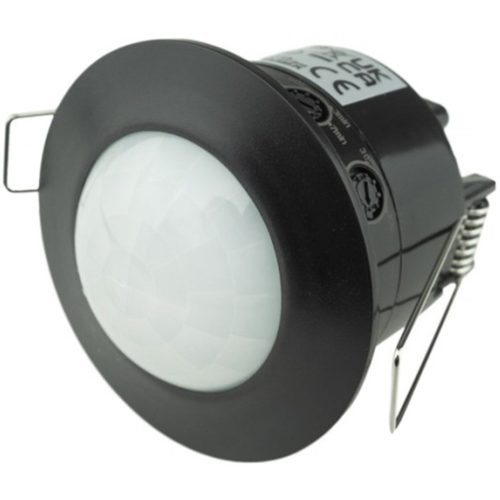 PIR mozgás- és szürkületérzékelő, süllyesztett, 360°, 6 m, beltéri, fekete