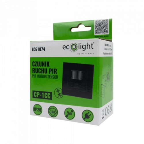 PIR mozgás- és alkonyérzékelő, süllyesztett dobozba, fekete, 9m, 160° CP Ecolight