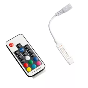   RF LED szalag vezérlő RGB 17 gombos RF 72W 5-24V távirányítóval Ecolight
