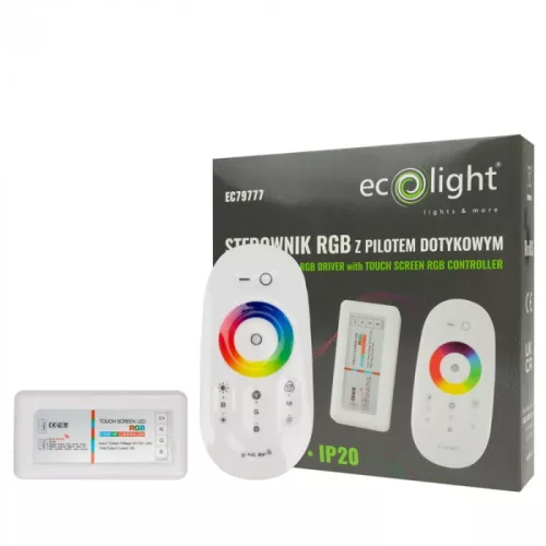 RF LED szalag vezérlő RGB 18A 216W 12-24V érintős távirányítóval Ecolight