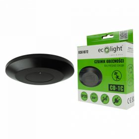   Mozgás- és alkonyérzékelő PIR jelenlétérzékelő Felületre Szerelt Mennyezeti Fekete 3m 360° CO Ecolight