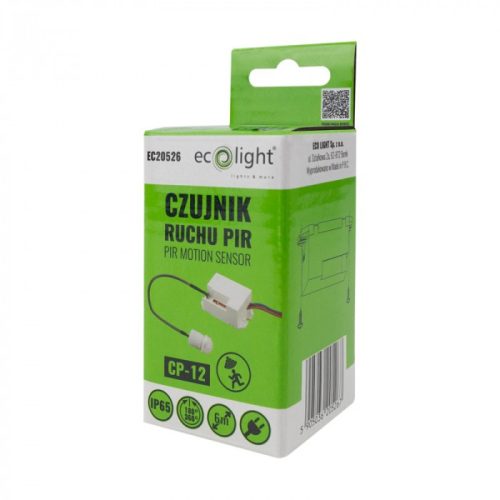 PIR mozgás- és alkonyérzékelő szondával, fehér, IP65, 6m, 360°, CP Ecolight