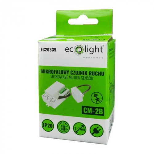 Mikrohullámú mozgás- és alkonyérzékelő szondával, fehér, 15 m, 360° CM, Ecolight
