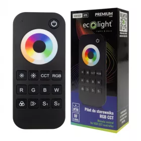   RF érintős távirányító RGB CCT vezérlőkhöz V5-M 1 zónás fekete RT5 Ecolight dimmer