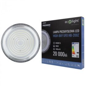   Ipari LED Függesztett Lámpa UFO HIGHBAY 200W 20000lm 6500K Hideg IP65 PREMIUM Ecolight