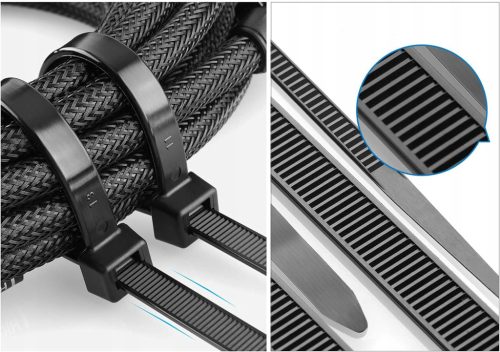 Erős kábelkötegelő 2,5x100mm fekete 100 db ECOLIGHT