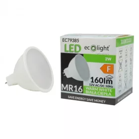   LED izzó reflektor MR16 GU5.3 2W 160lm 3000K Meleg 12V Ecolight