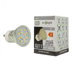   LED izzó spotlámpa GU11 GU10 3W 270lm 4000K semleges Ecolight