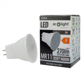   LED reflektor izzó MR11 3W 270lm 4000K semleges 12V Ecolight