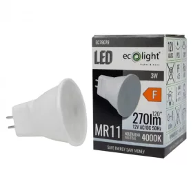   LED reflektor izzó MR11 3W 270lm 4000K semleges 12V Ecolight