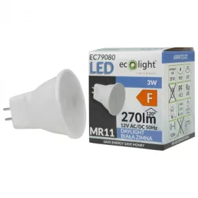 LED izzó reflektor MR11 3W 270lm 6500K Hideg 12V Ecolight