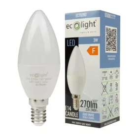   LED gyertyaizzó B37 E14 3W 270lm 6500K hidegfényű ökofény