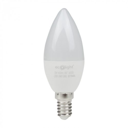 LED gyertyaizzó B37 E14 5W 450lm 4000K semleges Ecolight