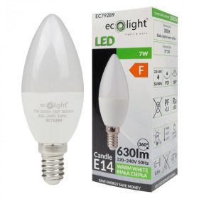   LED gyertyaizzó B37 E14 7W 630lm 3000K melegfényű ökofény