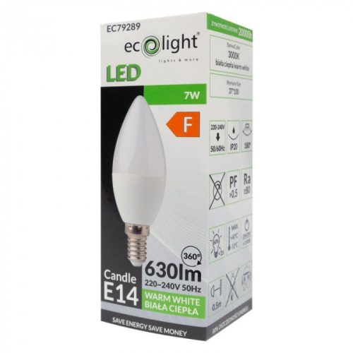 LED gyertyaizzó B37 E14 7W 630lm 3000K melegfényű ökofény