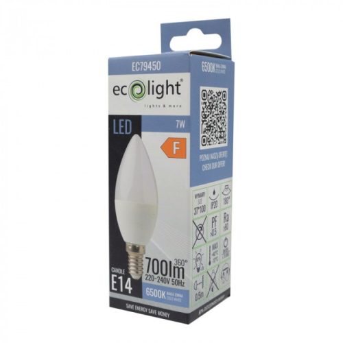 LED gyertyaizzó B37 E14 7W 630lm 6500K hidegfényű ökofény