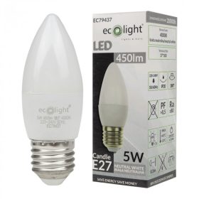 LED gyertyaizzó B37 E27 5W 450lm 4000K semleges Ecolight