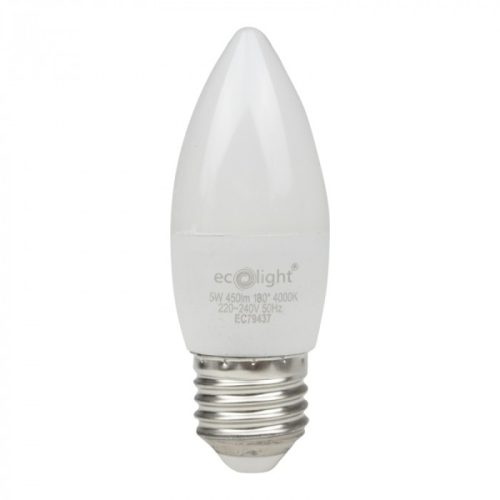 LED gyertyaizzó B37 E27 5W 450lm 4000K semleges Ecolight
