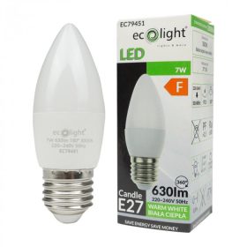   LED gyertyaizzó B37 E27 7W 630lm 3000K melegfényű ökofény