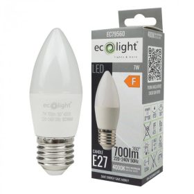 LED gyertyaizzó B37 E27 7W 630lm 4000K semleges Ecolight