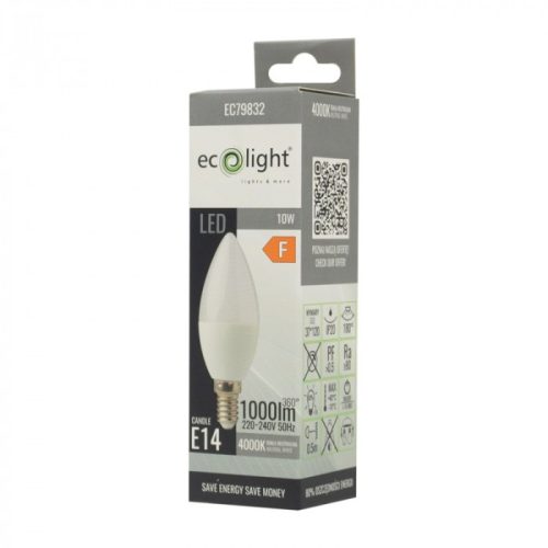 LED gyertyaizzó B37 E14 10W 900lm 4000K semleges Ecolight
