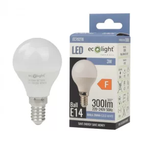 LED gömbizzó P45 E14 3W 270lm 6500K hidegfényű
