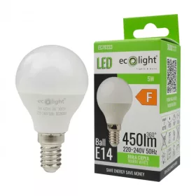 LED gömbizzó P45 E14 5W 450lm 3000K Melegfényű Ecolight