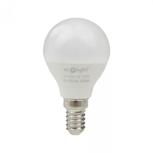 LED gömbizzó P45 E14 5W 450lm 3000K Melegfényű Ecolight