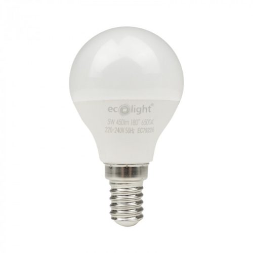 LED gömbizzó P45 E14 5W 450lm 6500K hidegfényű ökofény